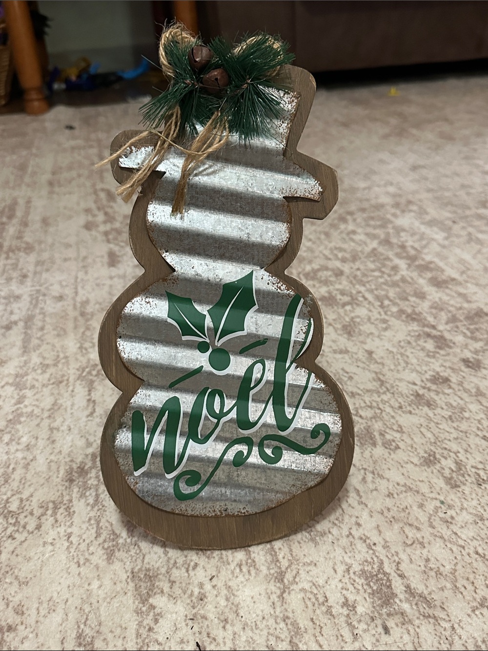 No Brand Green "Noel" Snowman Tabletop Sign - Holiday Home Decor